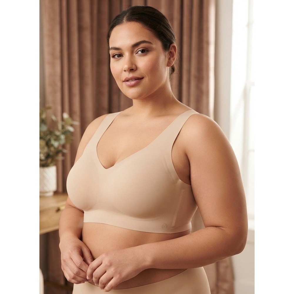 Honeylove Crossover Bra Comfort Wireless Seamless 2X Nude Beige Stretch Comfy